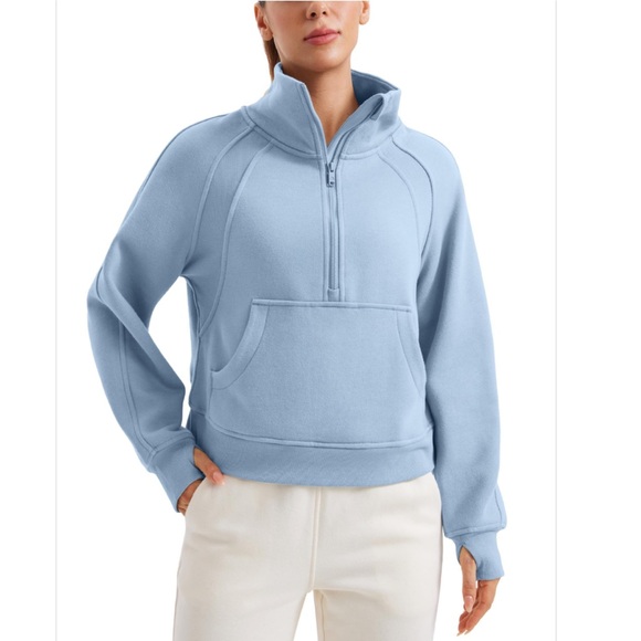 NEW CRZ Yoga Fleece Lined Half Zip Soft Pullover Sweatshirt Powder Blue Size XS - Picture 14 of 14